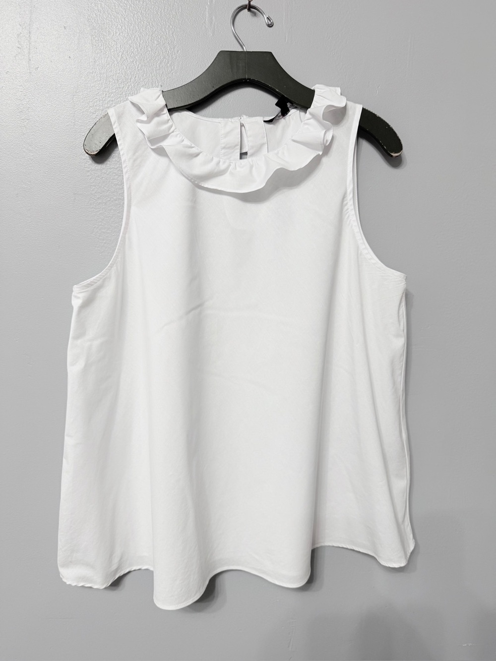 #17) Sharagano White Ruffled Neck Sleeveless Camisole